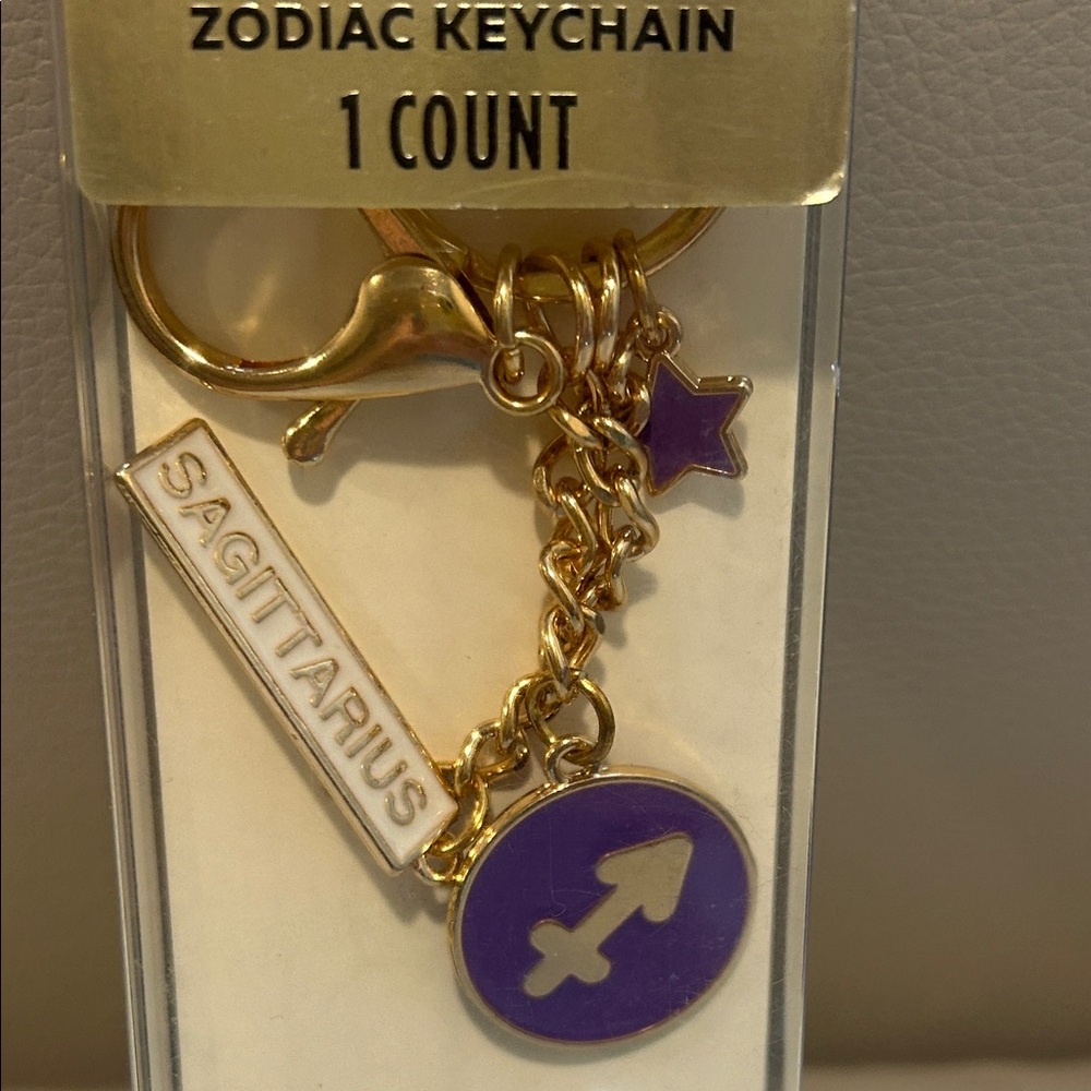 Modern Expressions Zodiac Keychain with Purple Charm